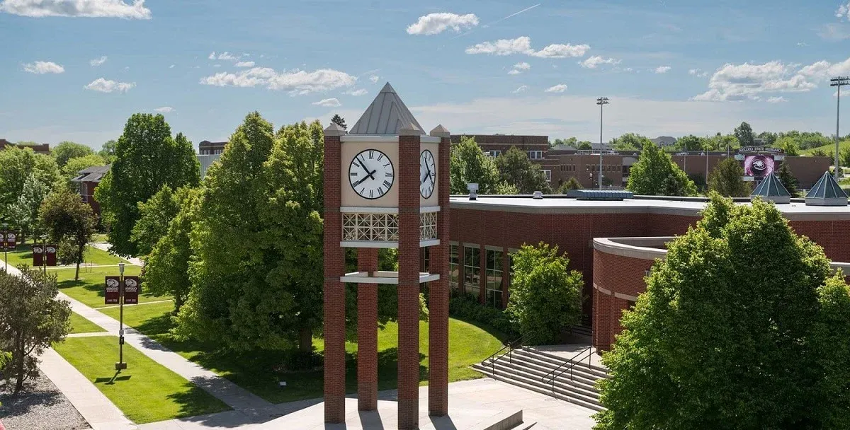Photo of clock tower and student center